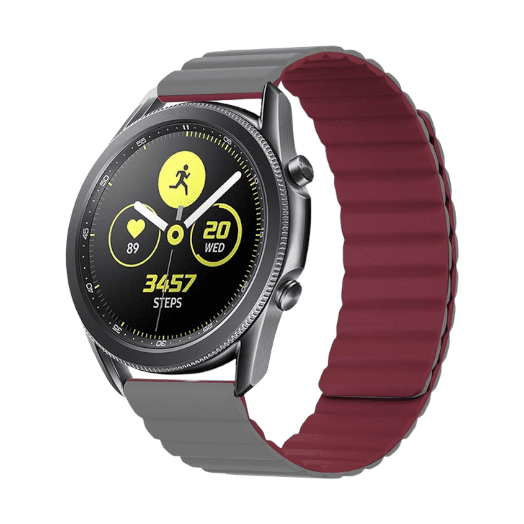 باند سيليكون مغناطيسي لونين رمادي مع عنابي